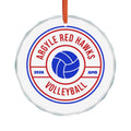 Argyle AMS Red Hawks Volleyball Glass Ornament
