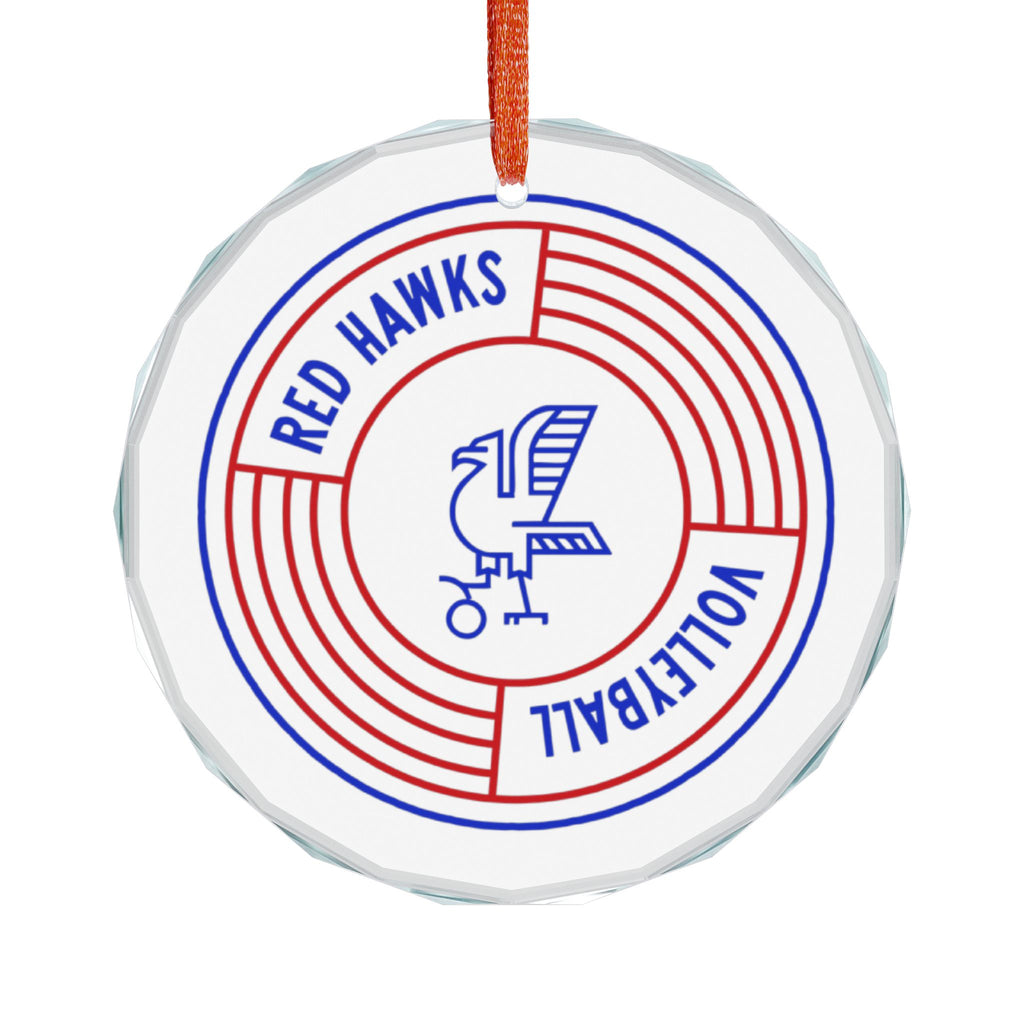 Red Hawks Volleyball Glass Ornament