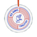 Red Hawks Volleyball Glass Ornament