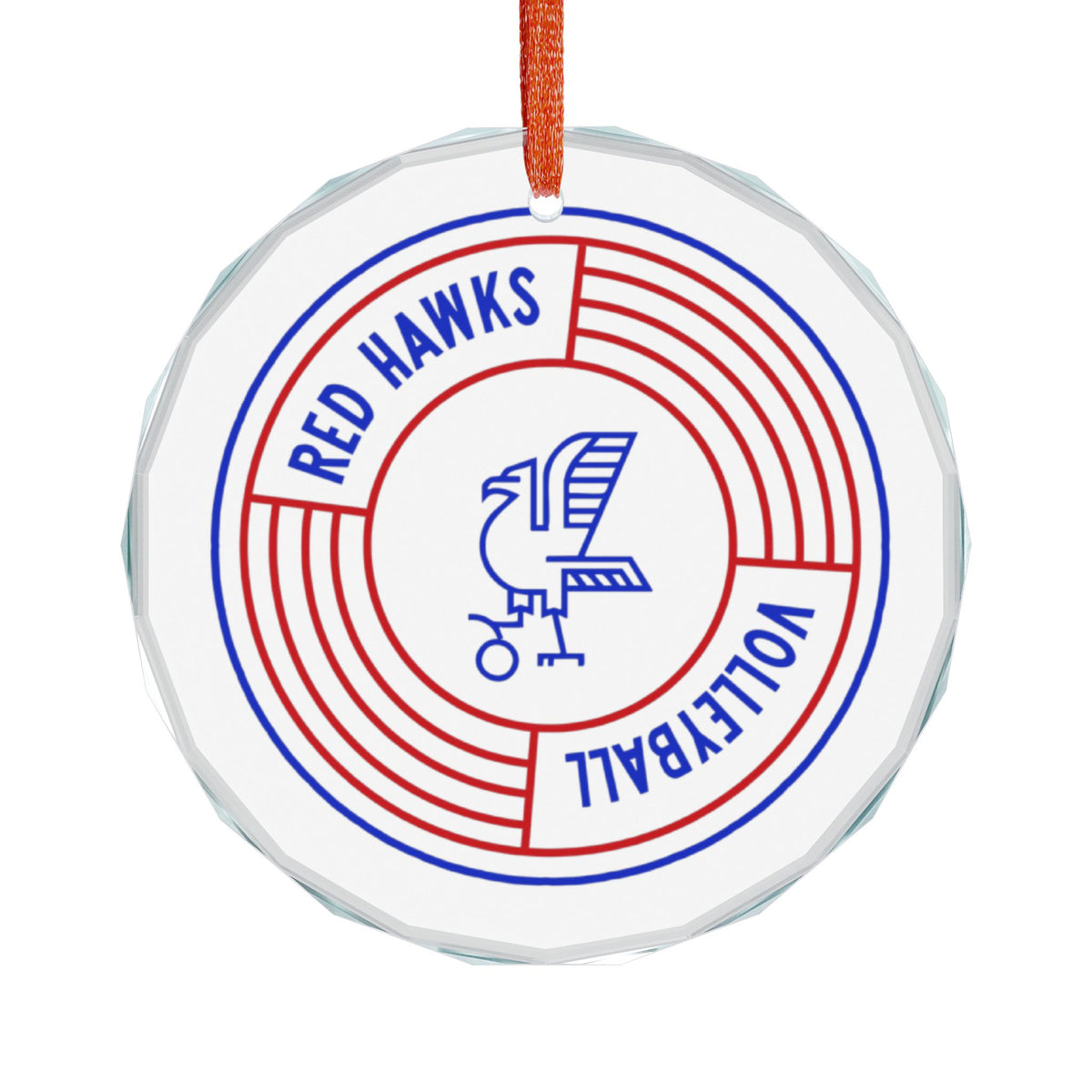 Red Hawks Volleyball Glass Ornament