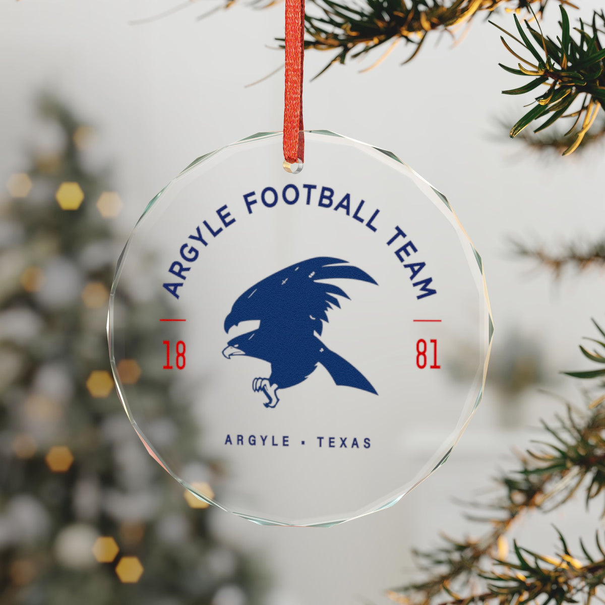 Argyle Football Team Glass Ornament