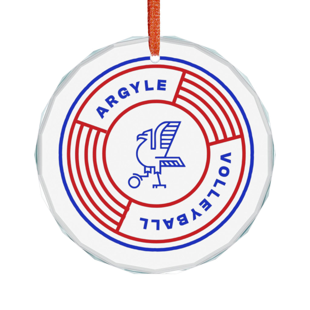 Argyle Volleyball Glass Ornament