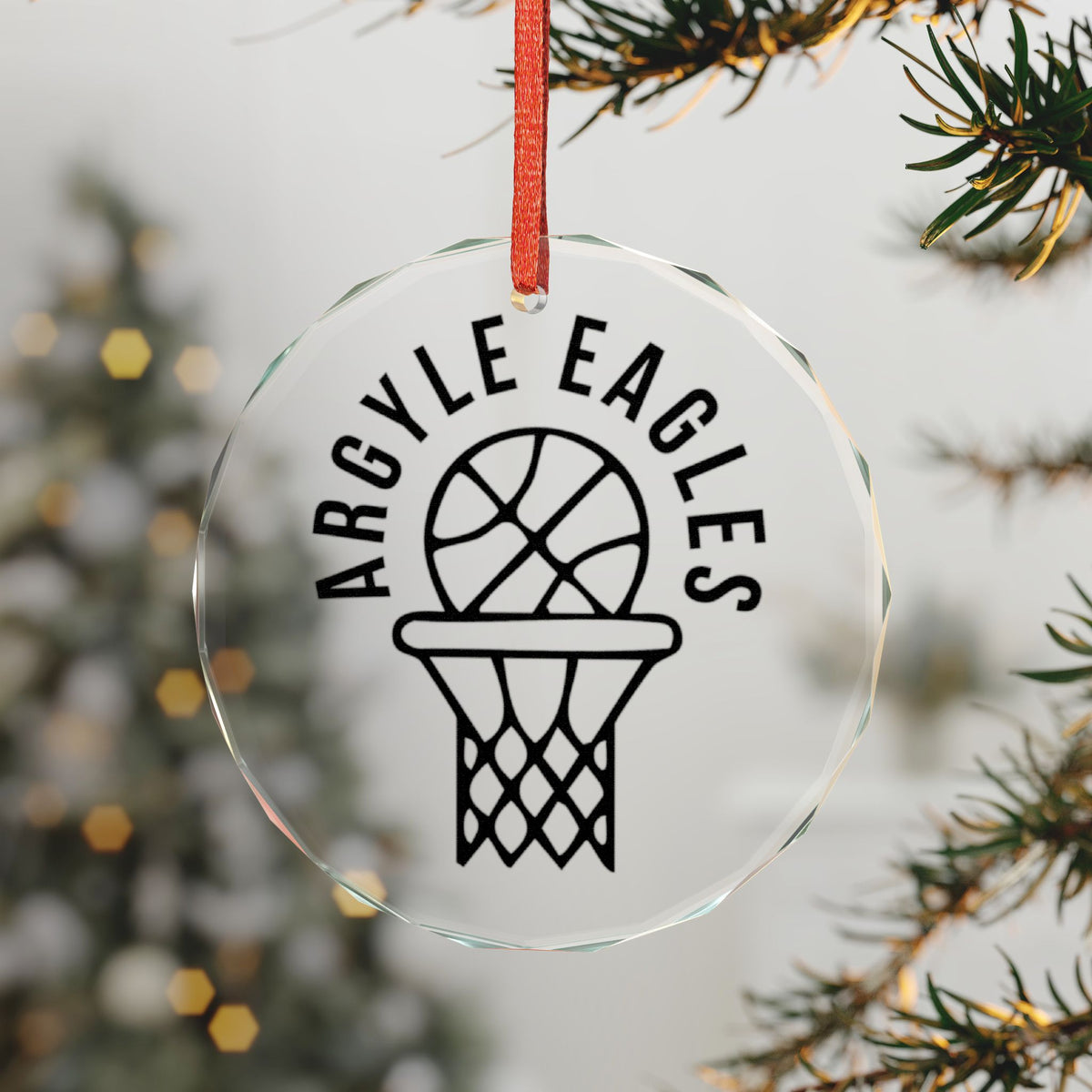 Argyle Eagles Basketball Glass Ornament