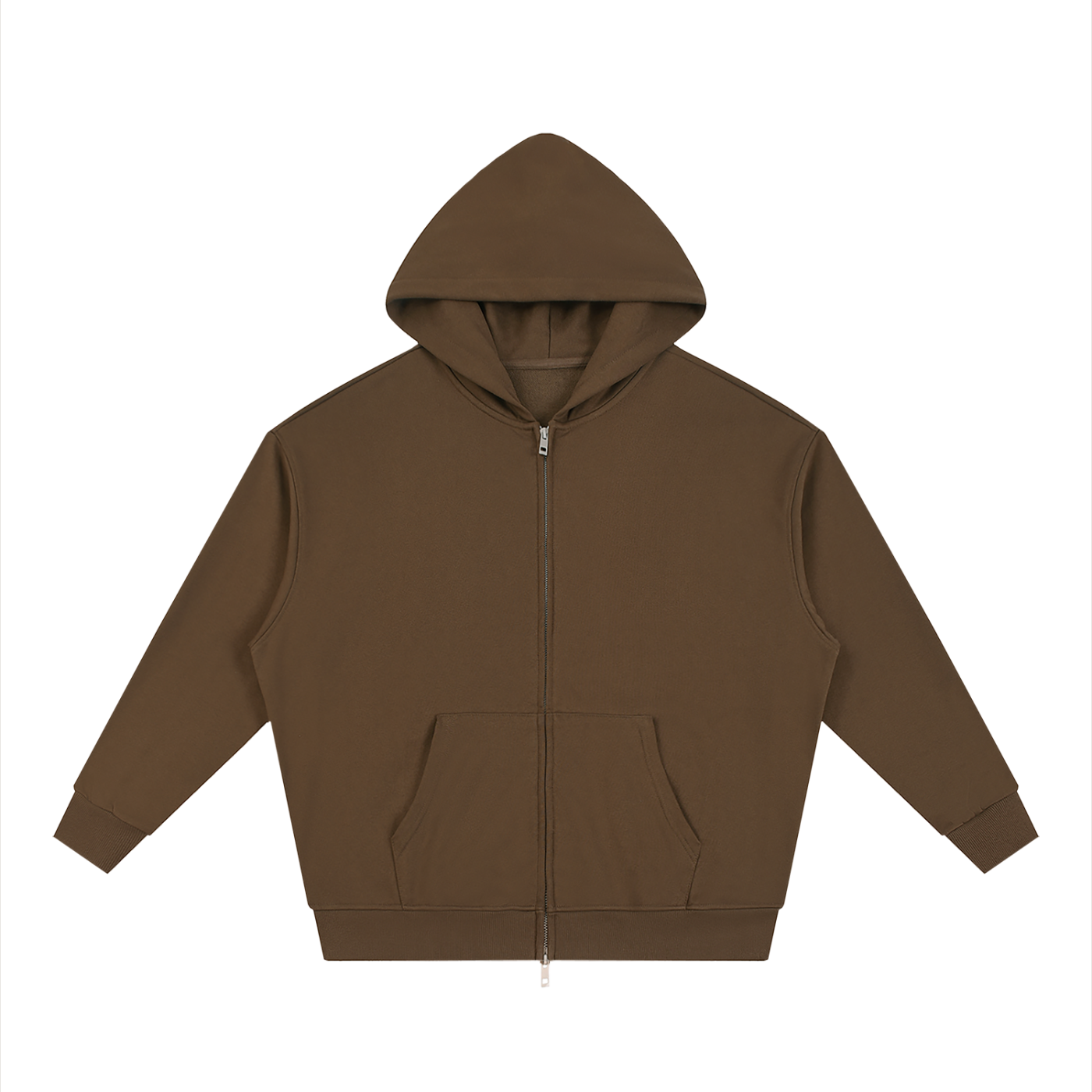 Unisex Loose Solid Full Zip Hoodie