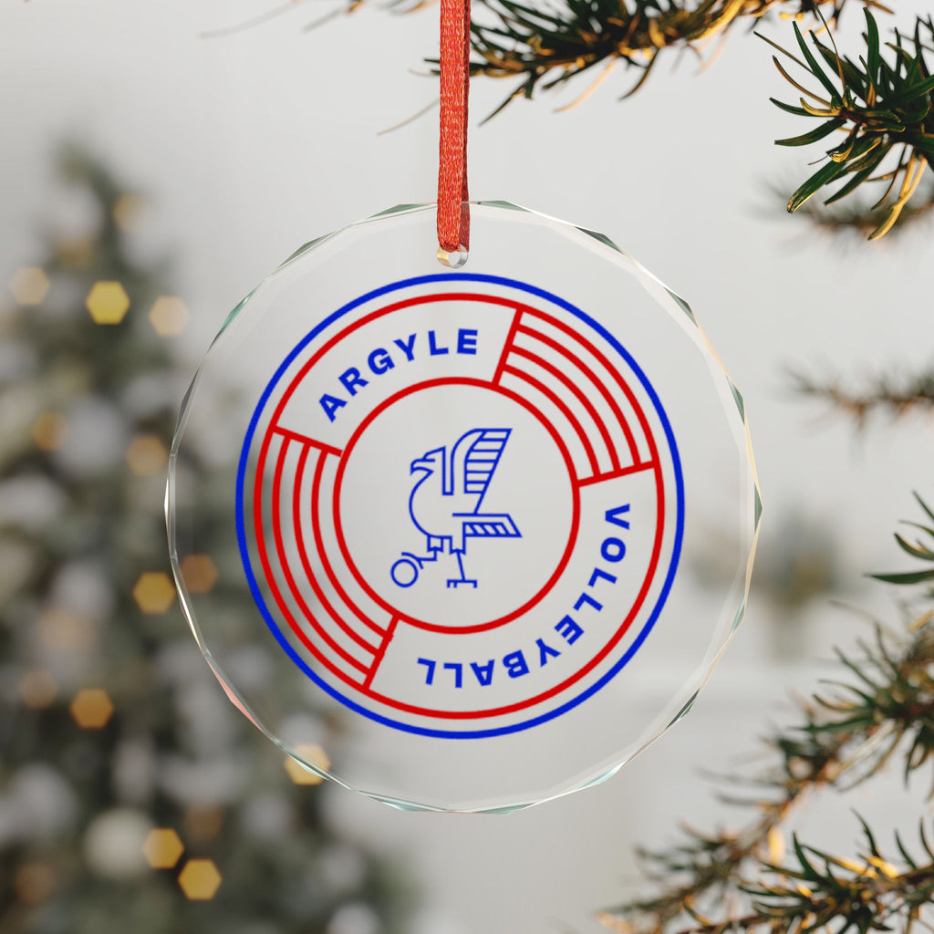 Argyle Volleyball Glass Ornament