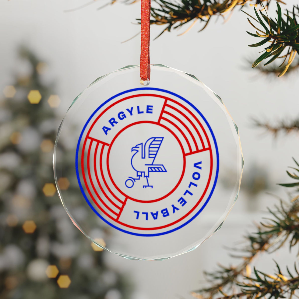 Argyle Volleyball Glass Ornament