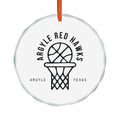 Argyle Red Hawks Basketball Glass Ornament