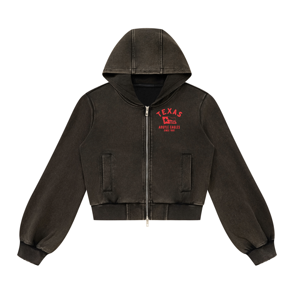 Womens Argyle Eagles Vintage Wash Zip Hoodie