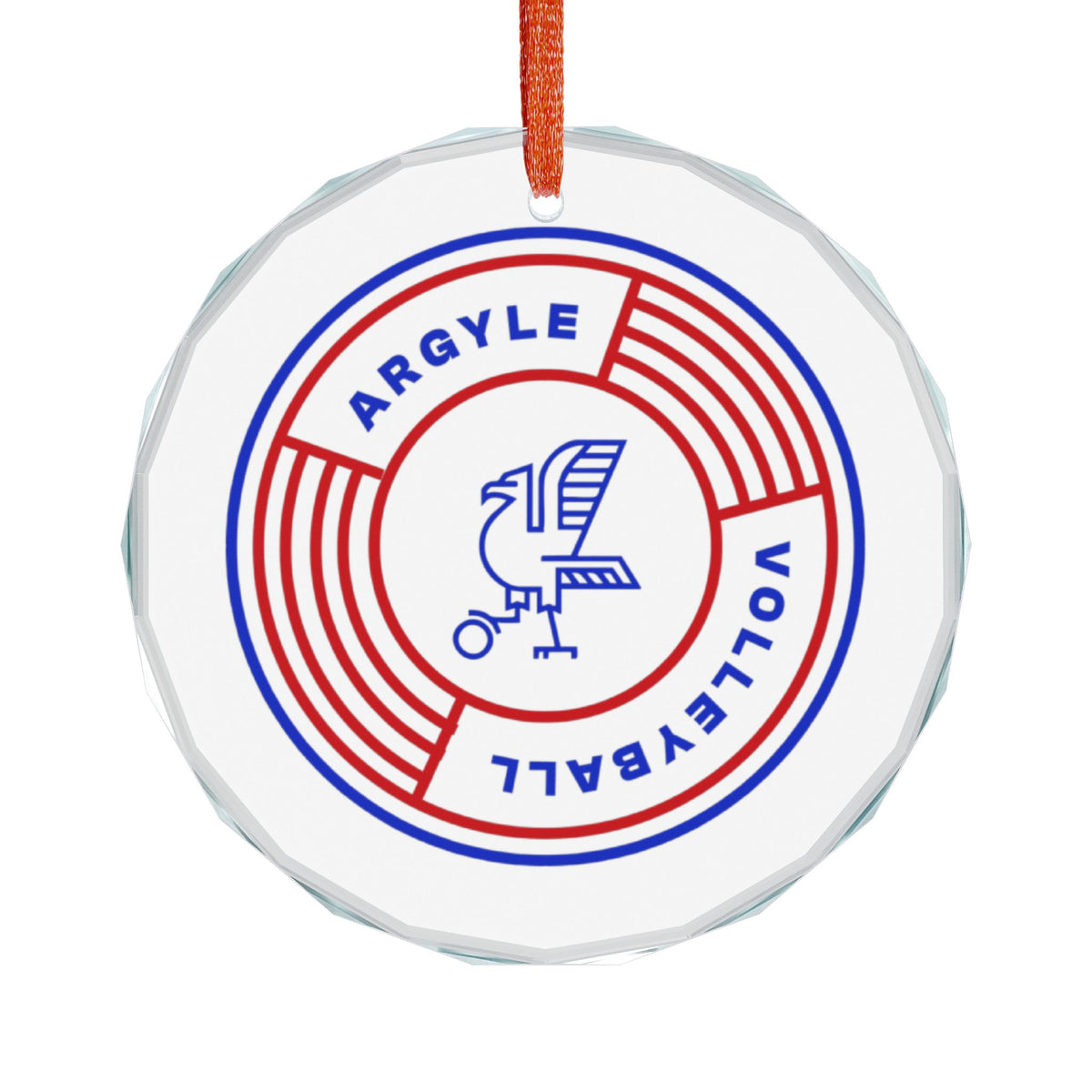 Argyle Volleyball Glass Ornament