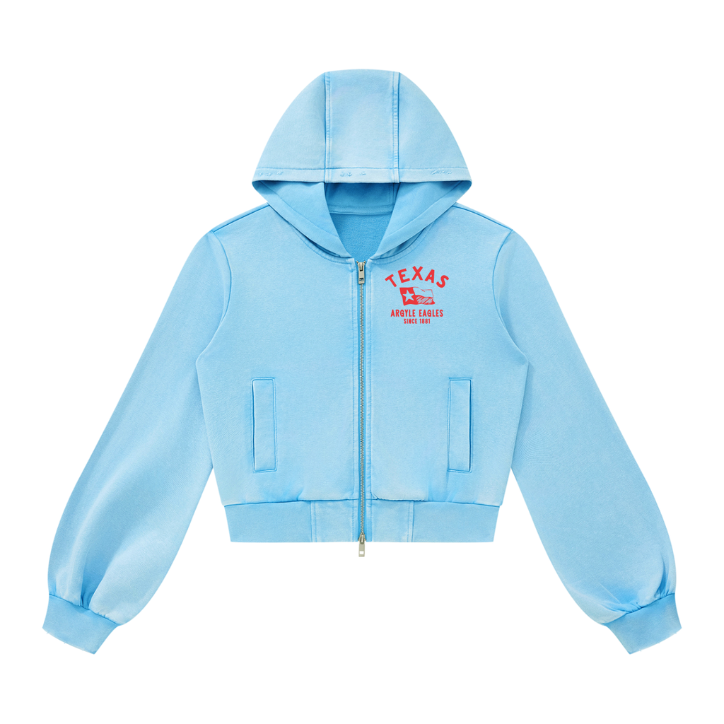 Womens Argyle Eagles Vintage Wash Zip Hoodie