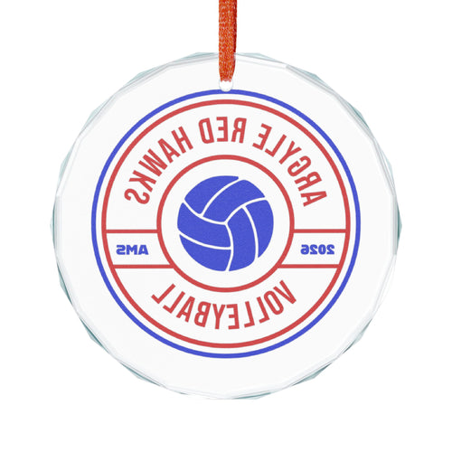 Argyle AMS Red Hawks Volleyball Glass Ornament