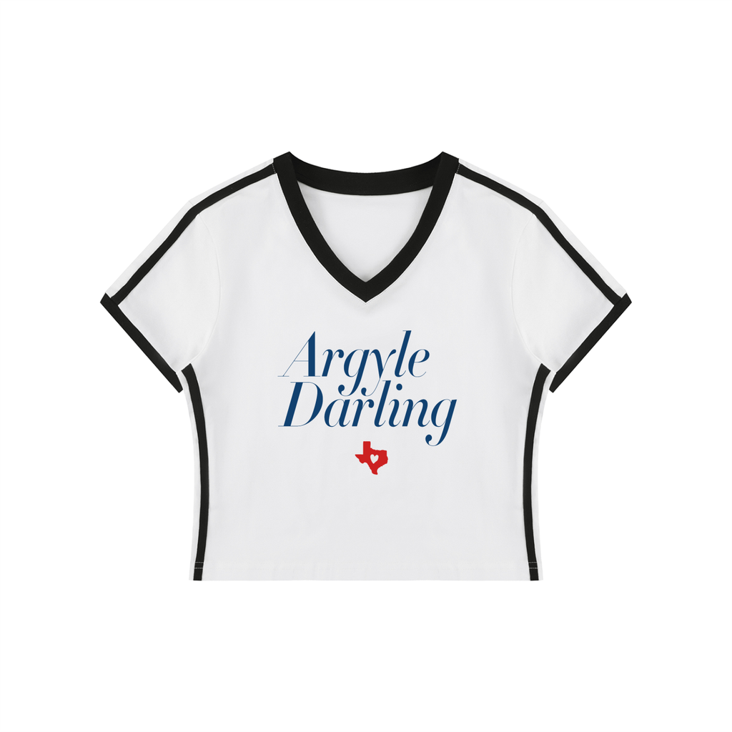 Womens Retro Darling V-Neck Crop Tee