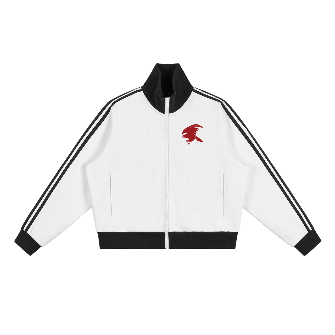 Womens Game Day Stripe Fleece Cropped Track Jacket