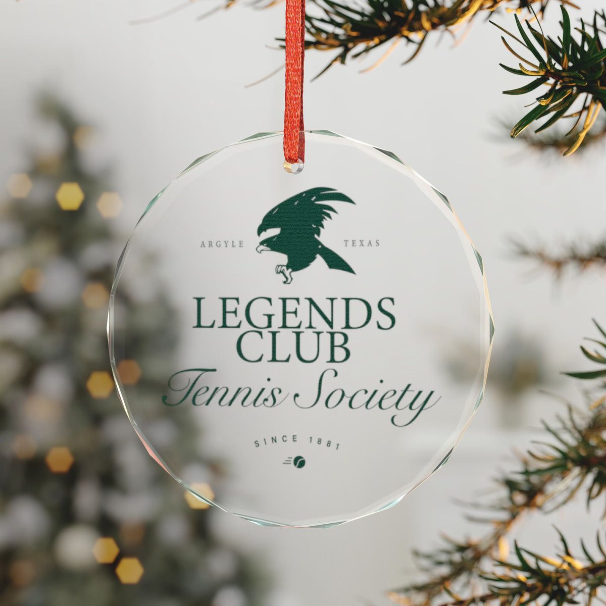 Legends Club Tennis Society Glass Ornament
