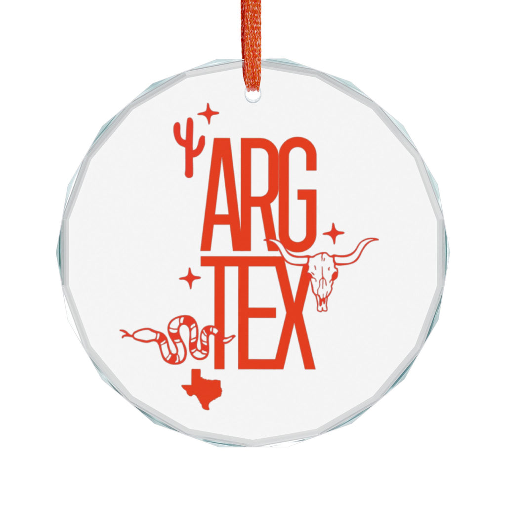 Texas Argyle Glass Ornament