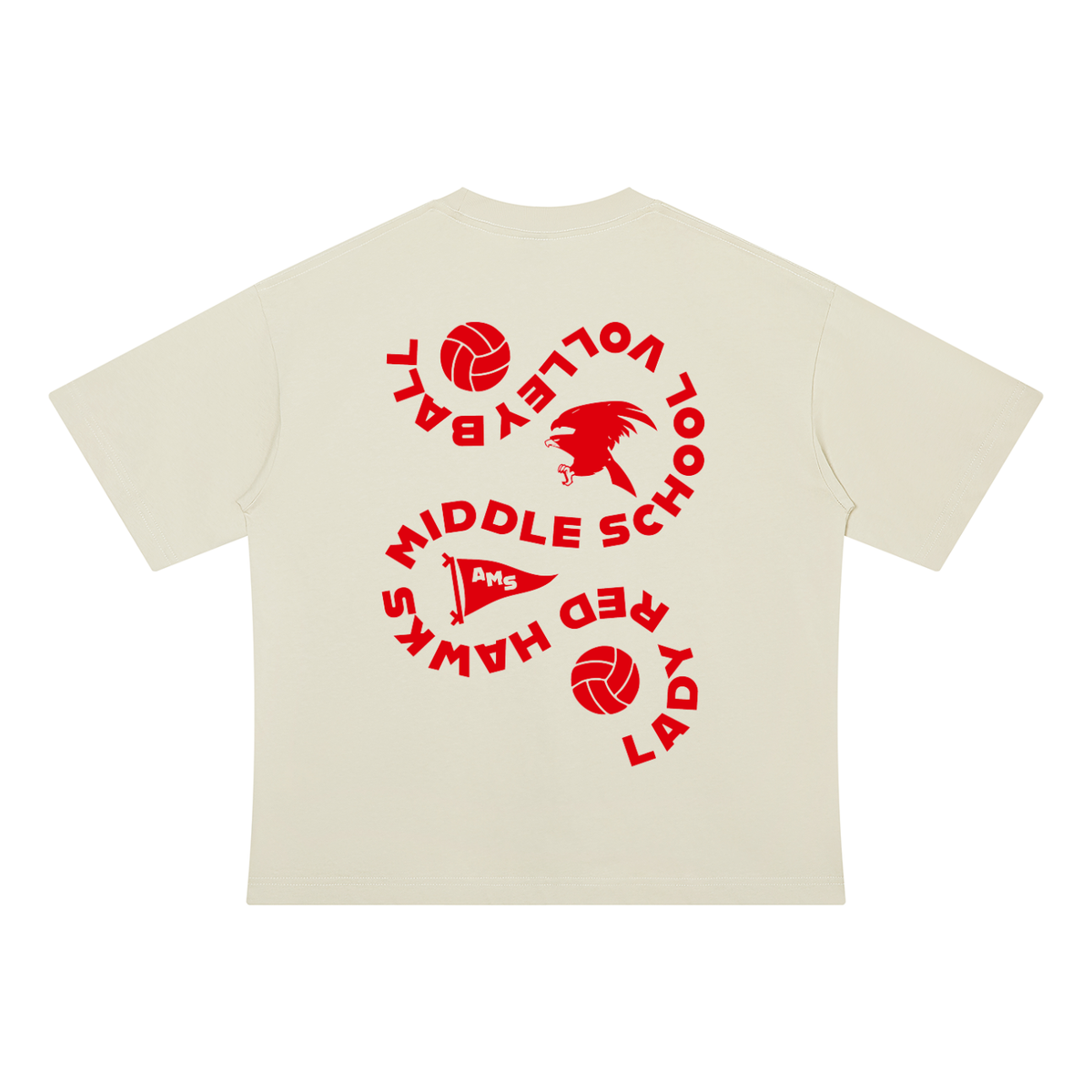 Womens AMS Volleyball Drop Shoulder Cotton Tee