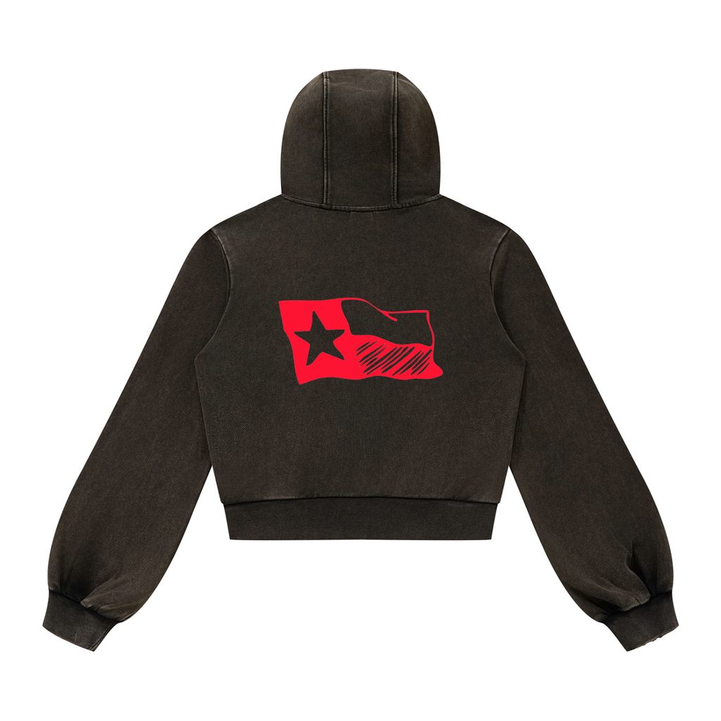 Womens Argyle Eagles Vintage Wash Zip Hoodie