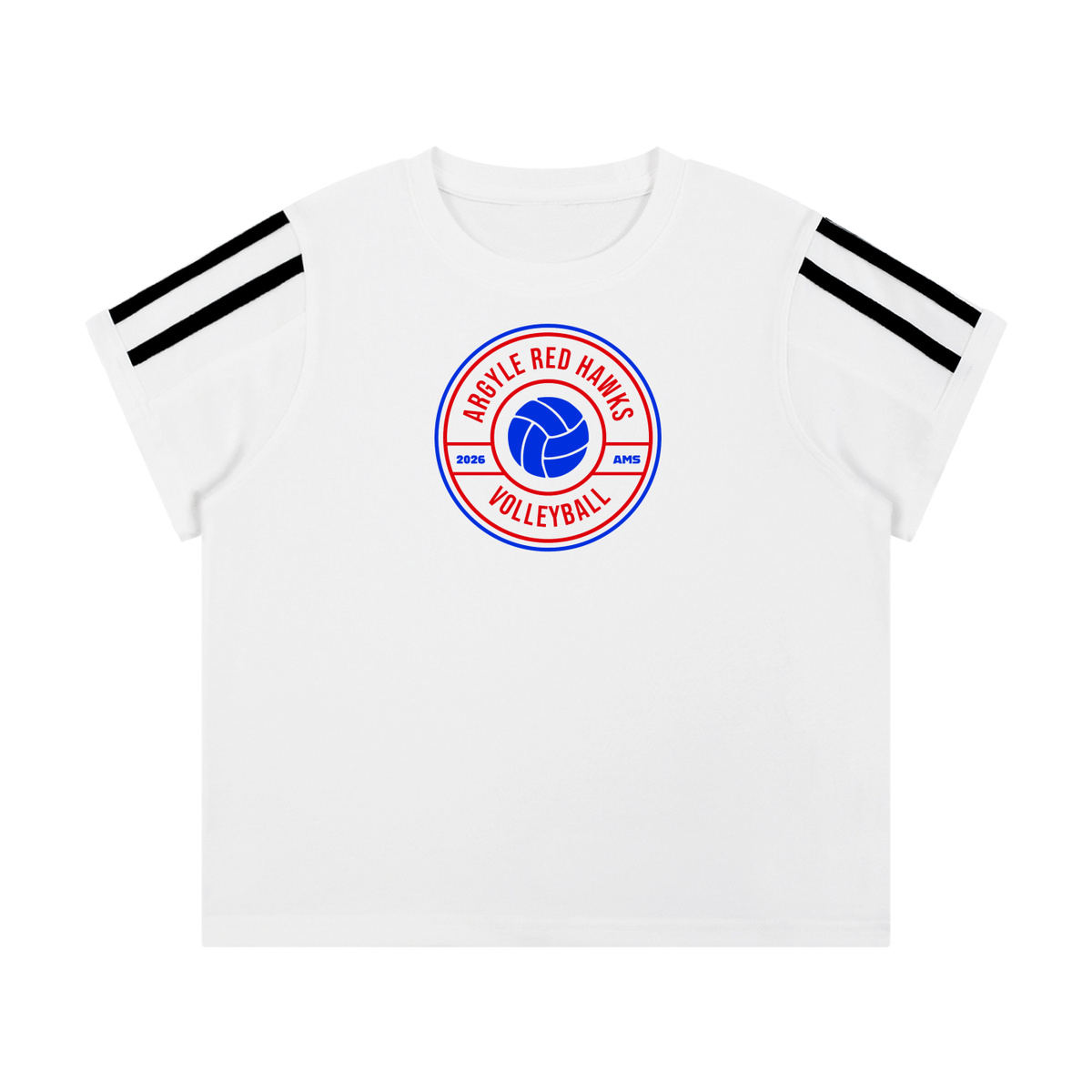 Womens AMS Volleyball Varsity Stripe T-Shirt